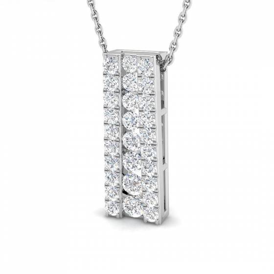 0.68ct SI2/G Round cut Natural Diamond Drop Pendant in 18k White Gold