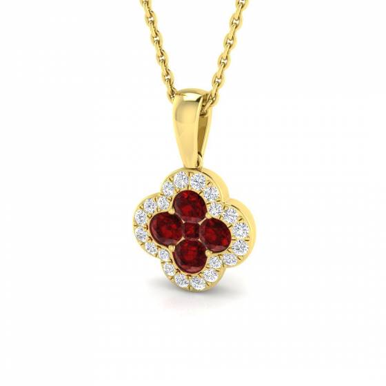 0.65ct SI2/G Round cut Ruby Gemstone Pendant in 18k Yellow Gold