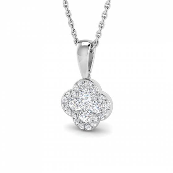 0.50ct SI2/G Round cut Ruby Gemstone Pendant in 18k White Gold