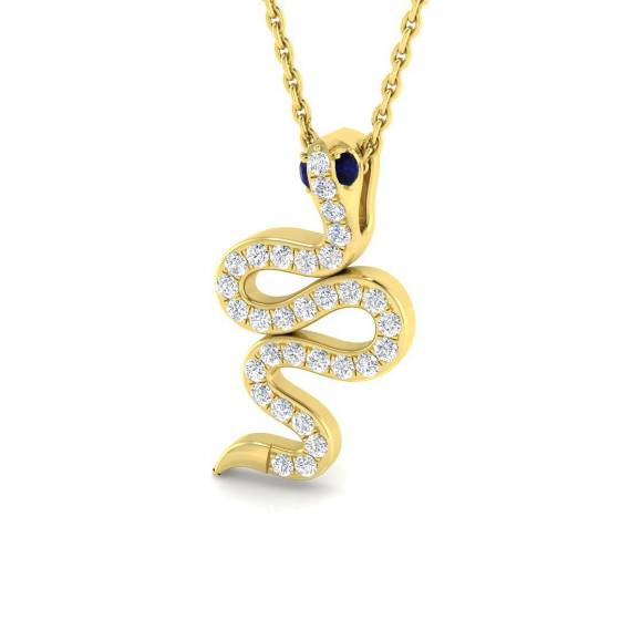 0.26ct SI2/G Round cut Blue Sapphire Gemstone Pendant in 9k Yellow Gold