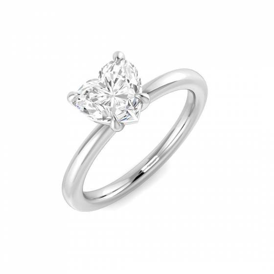 1.02ct SI2/H Heart cut Natural Diamond Solitaire Engagement Ring in 18k White Gold