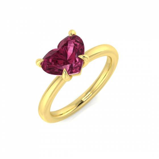 3.79ct SI2/G Heart cut Pink Tourmaline Gemstone Ring in 9k Yellow Gold