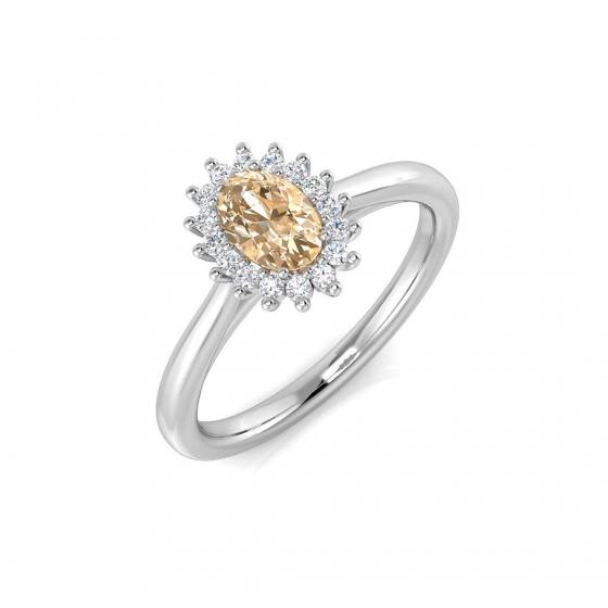 0.51ct SI2/G Oval cut Morganite Gemstone Ring in 9k White Gold