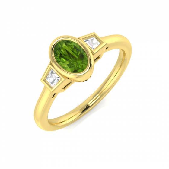 0.65ct SI2/G Oval cut Peridot Gemstone Ring in 9k Yellow Gold