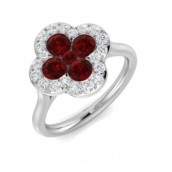 1.47ct SI2/G Round cut Ruby Gemstone Ring in Platinum