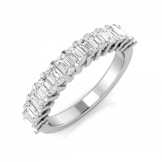 1.17ct SI2/G Emerald cut Natural Diamond Half Eternity Ring in Platinum