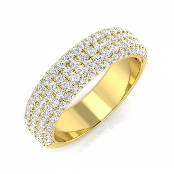 0.62ct SI1/G Round cut Natural Diamond Pave Ring in 18k Yellow Gold