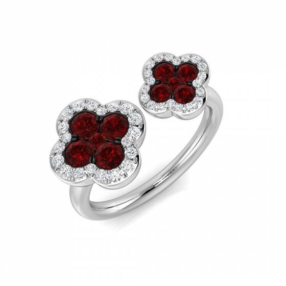 1.03ct SI2/G Round cut Ruby Gemstone Ring in Platinum