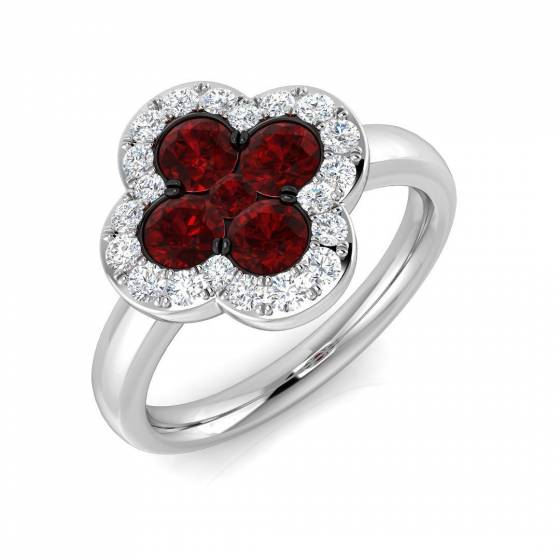 1.49ct SI2/G Round cut Ruby Gemstone Ring in Platinum