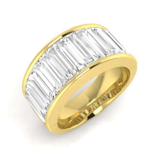 2.64ct SI1/G Baguette cut Labgrown Diamond Half Eternity Ring in 18k Yellow Gold