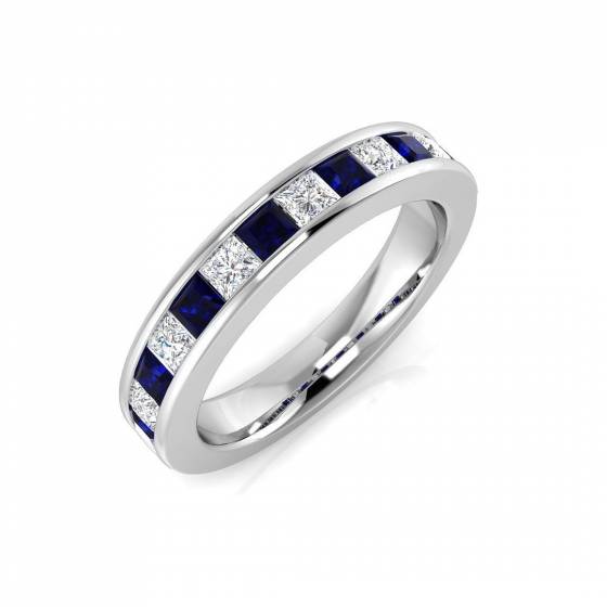 1.15ct SI1/G Princess cut Blue Sapphire Gemstone Ring in Platinum