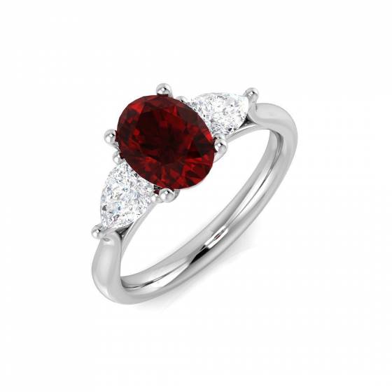 2.05ct SI2/G Oval cut Ruby Gemstone Ring in Platinum