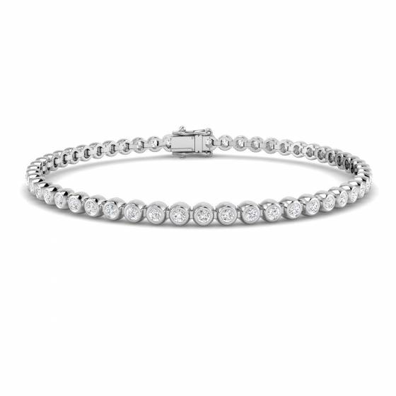 1.97ct SI2/G Round cut Diamonds Rubover Tennis Bracelet in 18k White Gold