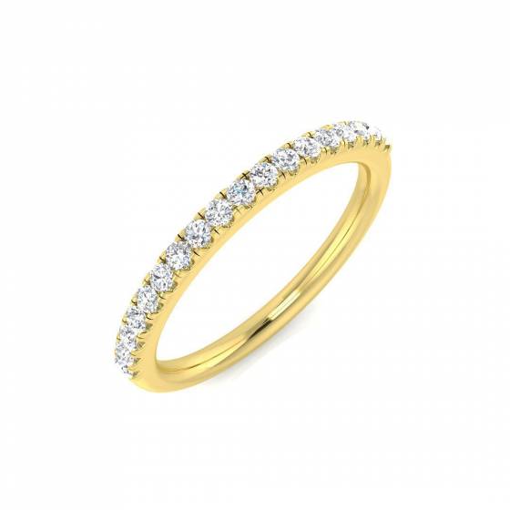 0.24ct VS/F Round cut Labgrown Diamond Half Eternity Ring in 18k Yellow Gold