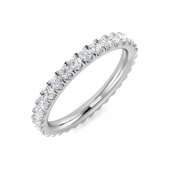 0.83ct SI1/G Round cut Natural Diamond Full Eternity Ring in 18k White Gold