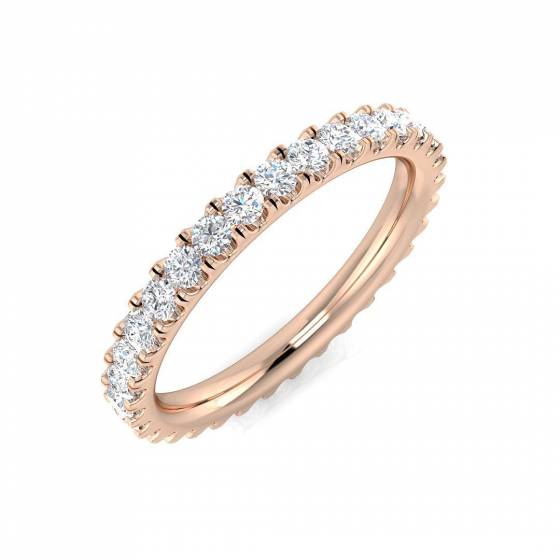 0.83ct VS/F Round cut Labgrown Diamond Full Eternity Ring in 18k Rose Gold