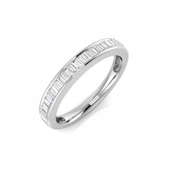 0.28ct SI1/G Baguette cut Natural Diamond Half Eternity Ring in Platinum