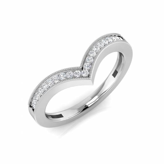 0.15ct VS/F Round cut Labgrown Diamond Wishbone Ring in 18k White Gold