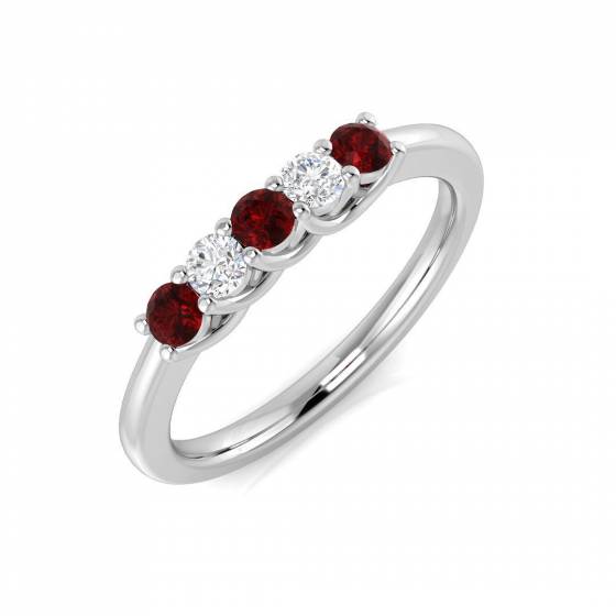 0.37ct SI1/G Round cut Ruby Gemstone Ring in 18k White Gold