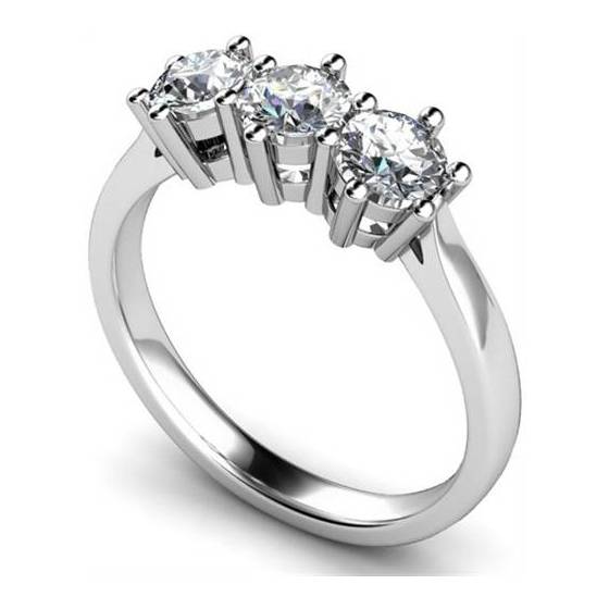 0.90ct I1/F Round Natural Diamond Trilogy Ring
