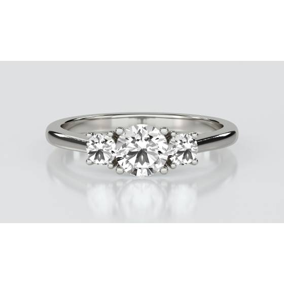 0.33ct VS/F-G Round Natural Diamond Trilogy Ring