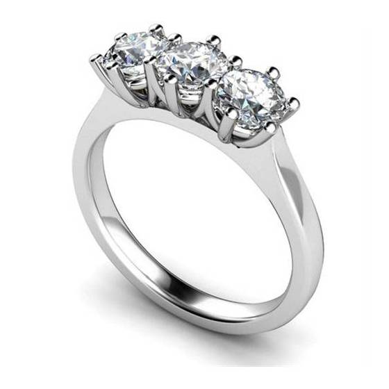 0.50ct SI2/G Traditional Round Natural Diamond Trilogy Ring