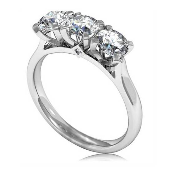 0.75ct SI/F-G Round Natural Diamond Trilogy Ring