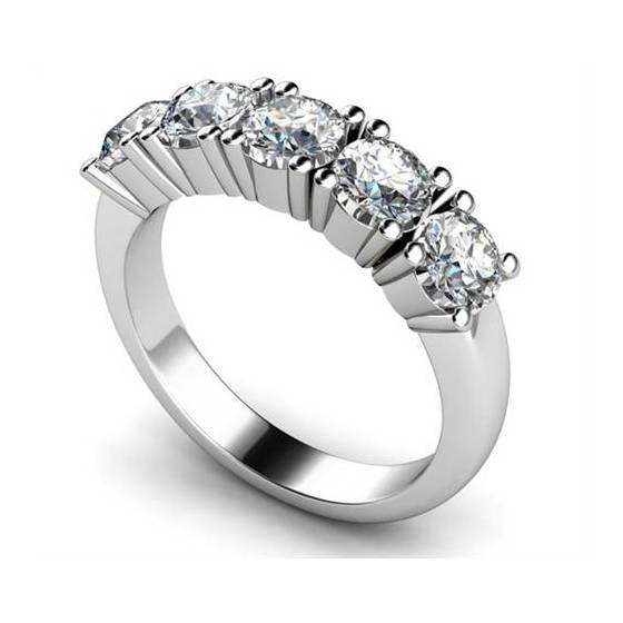 0.60ct SI/F-G 5 Stone Round Natural Diamond Ring