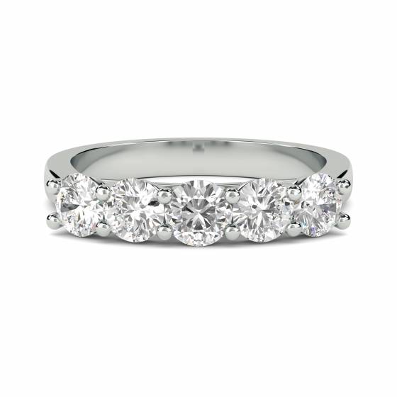 0.90ct VS/F-G Round Natural Diamond 5 Stone Ring