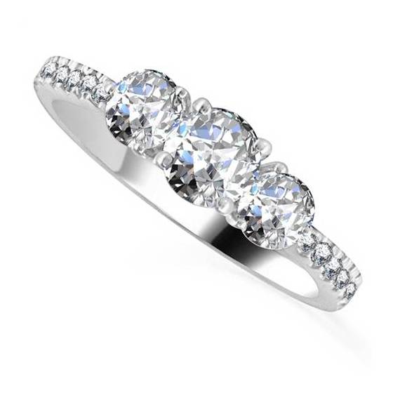 0.75ct SI2/F 3 Stone Natural Diamond Ring With Shoulder Natural Diamonds
