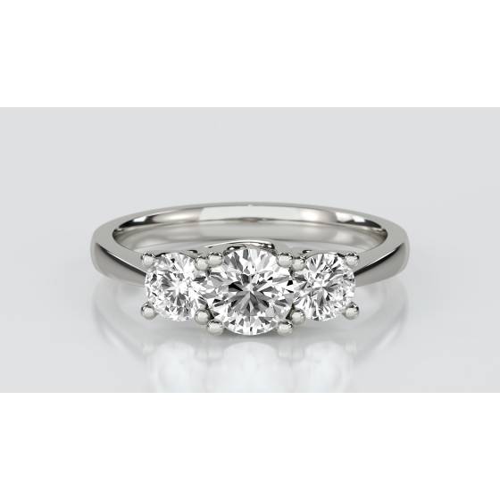 0.75ct SI/F-G Round Natural Diamond Trilogy Ring