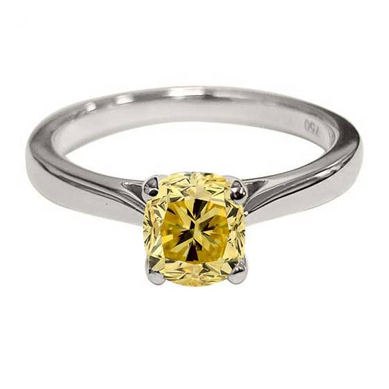 2.31ct VS2/FIY Cushion Yellow Diamond Solitaire Engagement Ring
