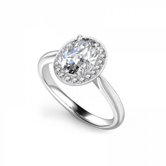 LAN GROWN 2.50ct SI1/E Oval Diamond Halo Ring