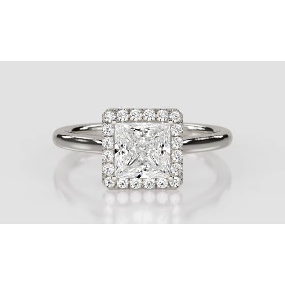 1.40ct SI2/E Elegant Princess Diamond Single Halo Ring