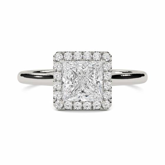1.40ct SI2/E Elegant Princess Diamond Single Halo Ring