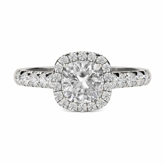 0.65ct VS2/F Single Halo Cushion Diamond Ring