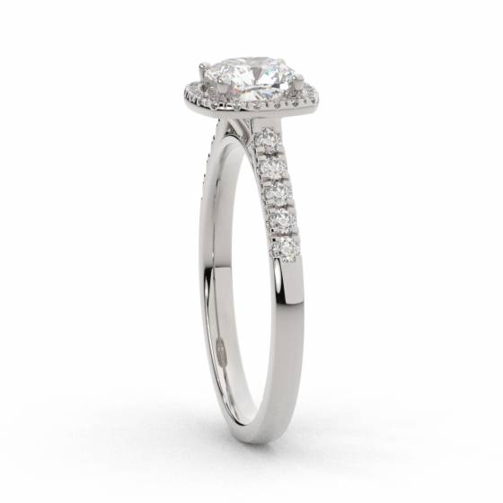 0.65ct VS2/F Single Halo Cushion Diamond Ring
