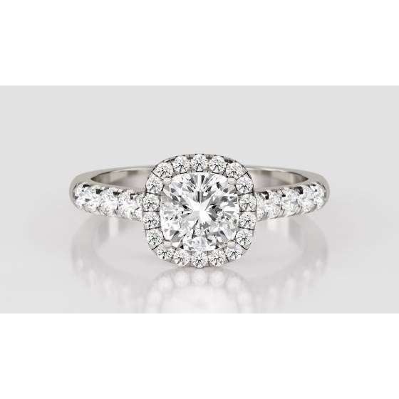 0.65ct VS2/F Single Halo Cushion Diamond Ring