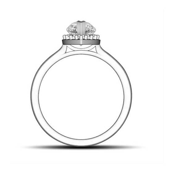 1.25ct I1/D Marquise & Round Diamond Single Halo Ring