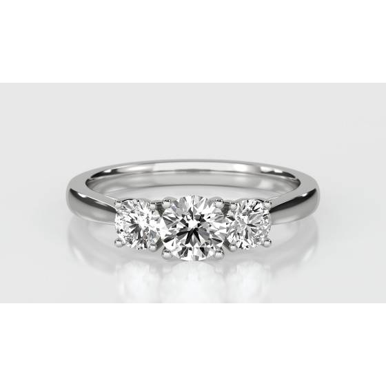 0.80ct I1/G Elegant Round Natural Diamond Trilogy Ring
