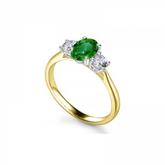 0.75ct VS/EF Oval Green Emerald & Diamond Gemstone Ring