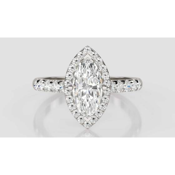 1.85CT I1/G Marquise Diamond Halo Ring
