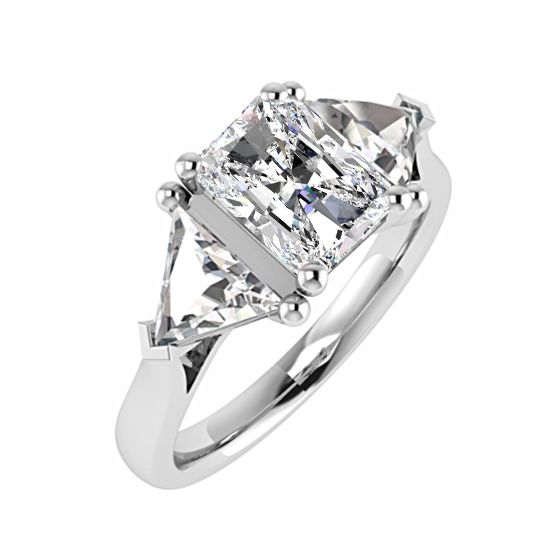 1.00ct SI1/F Elegant Radiant and Trillian Natural Diamond Trilogy Ring