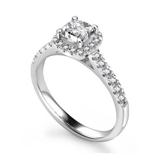 1.41ct SI2/G Cushion Natural Diamond Halo Ring