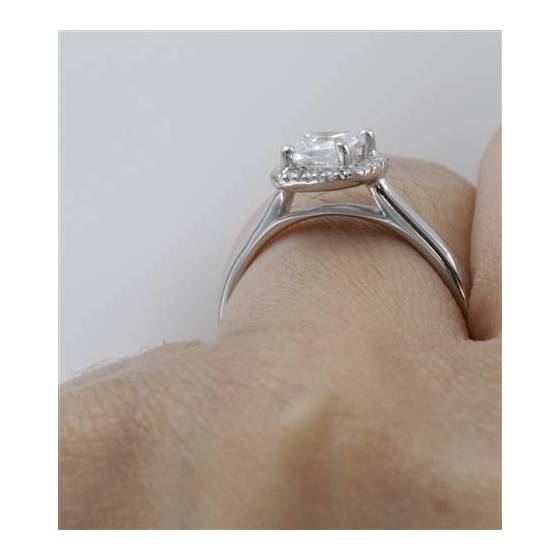 1.00CT I1/G Cushion Diamond Halo Ring