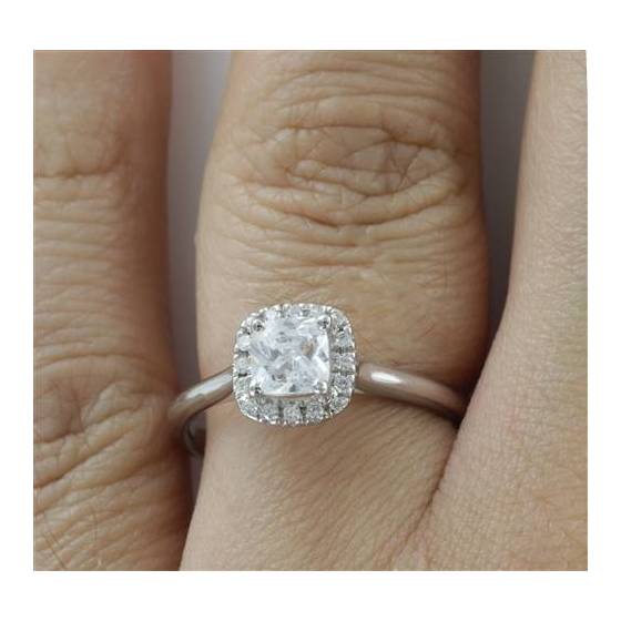1.00CT I1/G Cushion Diamond Halo Ring