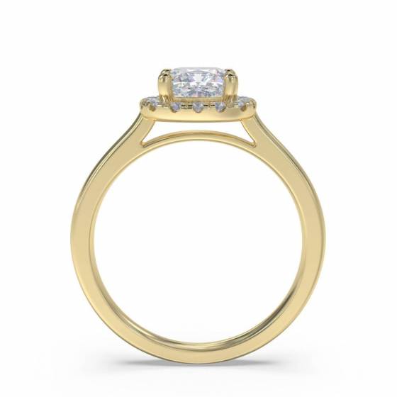 1.00ct SI1/FY Cushion Diamond Single Halo Ring