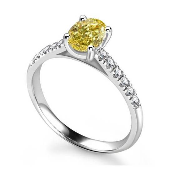 GIA CERTIFIED 0.90CT SI2/Fancy Intense Yellow Diamond Ring
