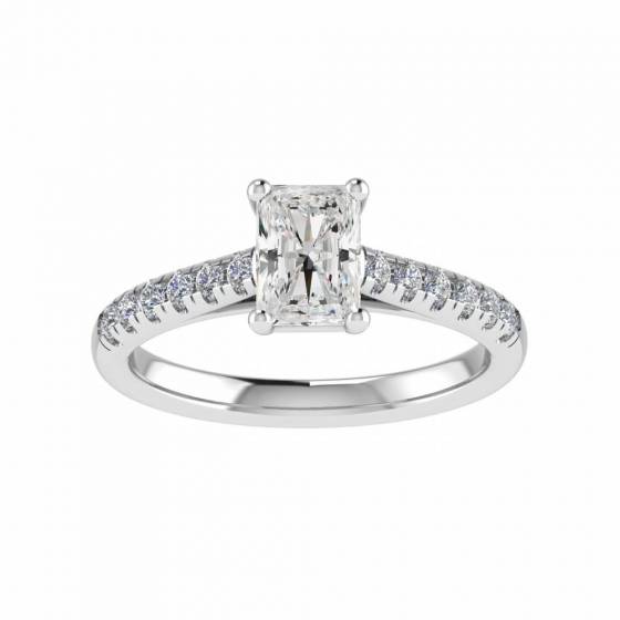 1.00ct SI2/G Radiant Natural Diamond Shoulder Set Ring