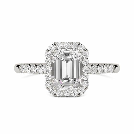 1.60ct VVS2/E Emerald Natural Diamond Halo Ring